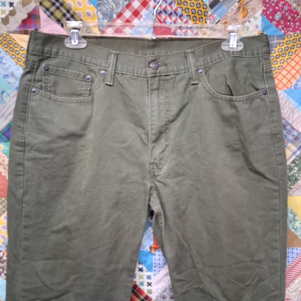 Levi's 514 Straight Fit Pants Mens 38x32‎ Olive Green Cotton Canvas Workwear